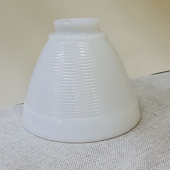 Vintage White Milk Glass Ribbed Cone Lamp Shade 6 in Opening 2.25 in Fitting - Picture 1 of 6
